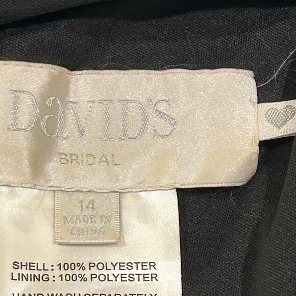 David's Bridal Ball Gown Dress Women Sz 14 Halter Maxi Black Formal Occasion - Picture 12 of 13